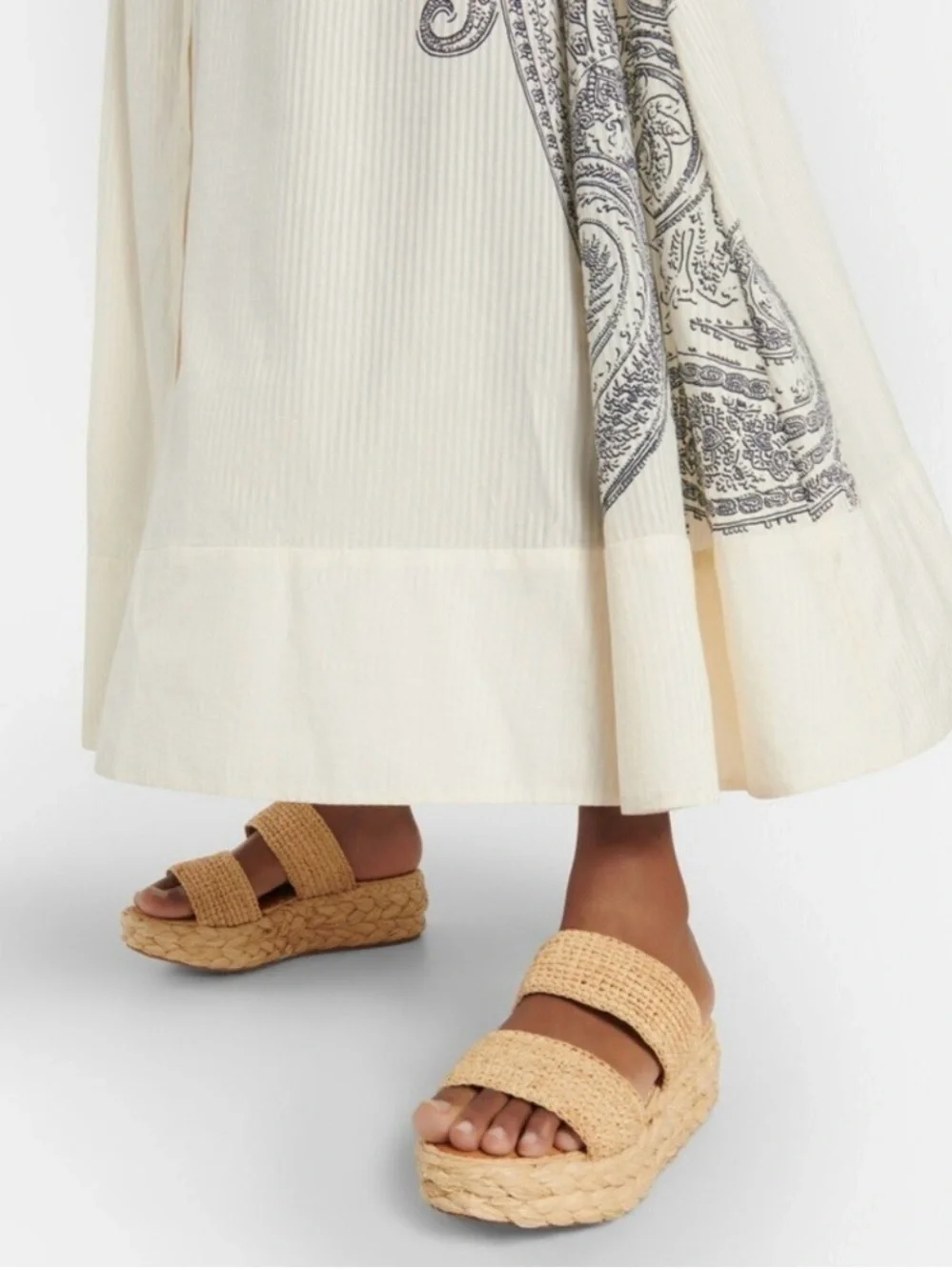 Clergerie Paris Arlene 2 Woven Raffia Leather Platform Espadrille Sandals